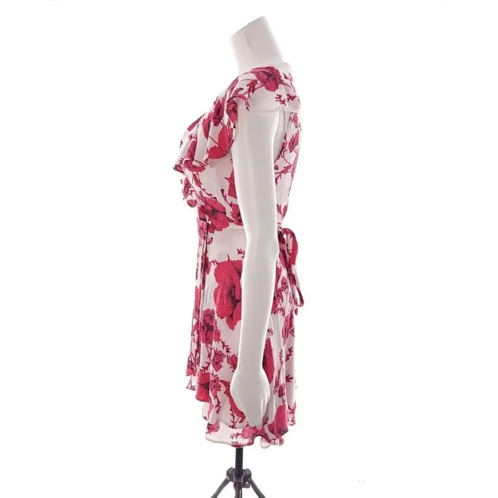Free People Women's Size Small French Quarter Floral Pink White Wrap Dress